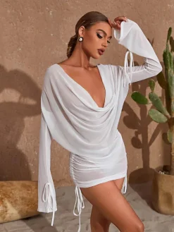 Sets & Co-ords*Mew Mews Fashion Alice Draped Mesh Skirt Set In White