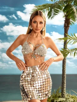 Tops*Mew Mews Alile Star Crystal Chainmail Bralette