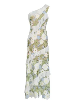 Dresses|Maxi Dresses*Mew Mews Aliona One Shoulder Flower Embroidered Maxi Dress