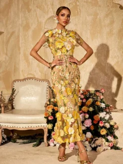 Dresses|Midi Dresses*Mew Mews Alirio Embroidered Flower Midi Dress