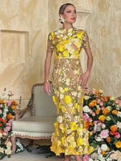 Dresses|Midi Dresses*Mew Mews Alirio Embroidered Flower Midi Dress