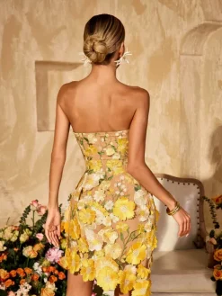 Dresses|Mini Dresses*Mew Mews Alirio Strapless Embroidered Flower Mini Dress