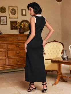 Dresses|Midi Dresses*Mew Mews Fashion Allston V Neck Button Knitted Midi Dress In Black