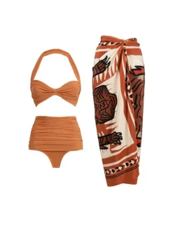 Bikini Sets|Swimwear*Mew Mews Fashion Almond Halterneck Bikini Three Piece Set