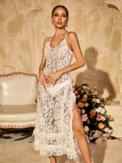 Dresses|Midi Dresses*Mew Mews Aloisia Spaghetti Floral Lace Midi Dress