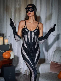 Jumpsuits & Romper*Mew Mews Fashion Amalia Diamante Jumpsuit In Black