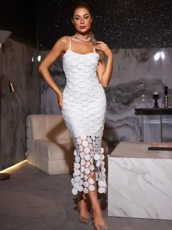 Dresses|Midi Dresses*Mew Mews Fashion Annick Spaghetti Circle Cutout Midi Dress In White