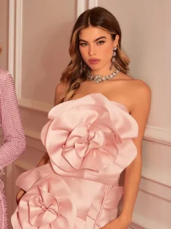 Dresses|Mini Dresses*Mew Mews Fashion Anwen Strapless Flower Mini Dress In Blush