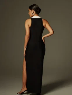 Dresses|Maxi Dresses*Bandage Aracely Folded Collar Maxi Dress