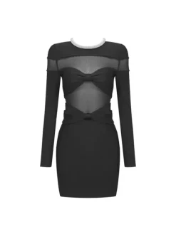 Dresses|Mini Dresses*Mew Mews Fashion Arley Long Sleeve Crystal Mini Dress