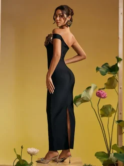 Dresses|Maxi Dresses*Bandage Arnau One Shoulder Flower Maxi Dress In Gold