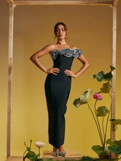 Dresses|Maxi Dresses*Bandage Arnau One Shoulder Flower Maxi Dress In Silver