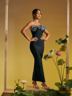 Dresses|Maxi Dresses*Bandage Arnau One Shoulder Flower Maxi Dress In Silver
