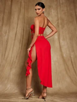 Sets & Co-ords*Mew Mews Fashion Arrietty Flower Draped Split Skirt Set In Red