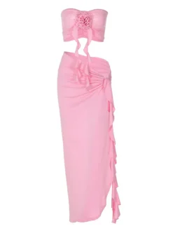 Sets & Co-ords*Mew Mews Fashion Arrietty Flower Draped Split Skirt Set In Pink