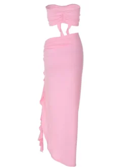 Sets & Co-ords*Mew Mews Fashion Arrietty Flower Draped Split Skirt Set In Pink