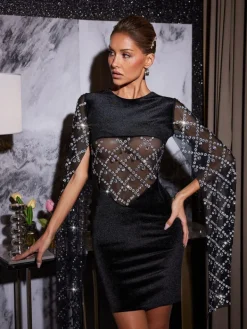 Embellishment|Dresses*Embellishment Arturo Rhinestone Velvet Dress