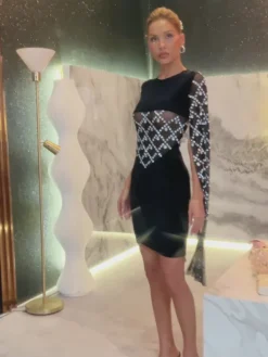 Embellishment|Dresses*Embellishment Arturo Rhinestone Velvet Dress