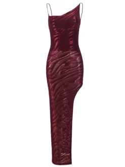 Dresses|Midi Dresses*Mew Mews Fashion Aryvelle Backless Split Velvet Midi Dress