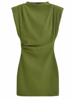 Dresses|Mini Dresses*Mew Mews Fashion Aryvyn Sleeveless Ruched Mini Dress In Olive Green