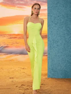 Dresses|Maxi Dresses*Mew Mews Fashion Asger Halterneck Ruched Maxi Dress