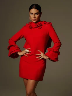 Dresses|Mini Dresses*Mew Mews Fashion Asiah Flounce Sleeve Bow Mini Dress