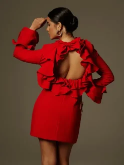 Dresses|Mini Dresses*Mew Mews Fashion Asiah Flounce Sleeve Bow Mini Dress
