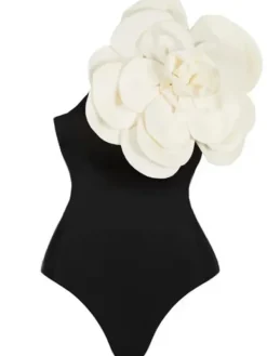One Piece|Swimwear*Mew Mews Fashion Aureliana Flower One Piece Swimsuit In Black