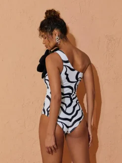 One Piece|Swimwear*Mew Mews Fashion Aureliana Flower Zebra Printed One Piece Swimsuit