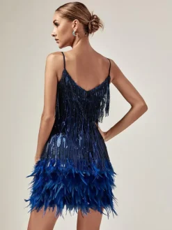 Dresses|Mini Dresses*Mew Mews Fashion Austyn Tassel Feather Mini Dress In Royal Blue
