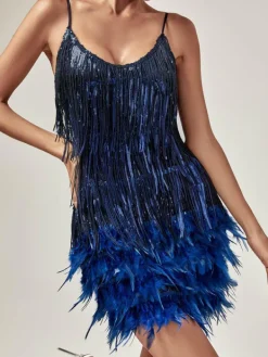 Dresses|Mini Dresses*Mew Mews Fashion Austyn Tassel Feather Mini Dress In Royal Blue