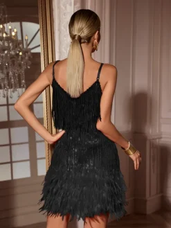 Dresses|Mini Dresses*Mew Mews Fashion Austyn Tassel Feather Mini Dress In Black