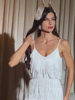 Dresses|Mini Dresses*Mew Mews Fashion Austyn Tassel Feather Mini Dress In White