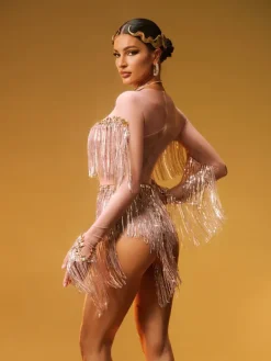 Bodysuits|Tops*Jiu Bajia O/S Axiom Long Sleeve Fringe Bodysuit In Nude