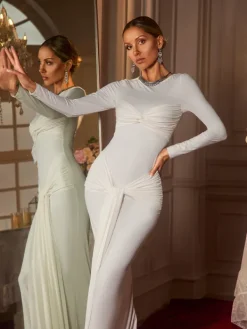 Dresses|Maxi Dresses*Mew Mews Fashion Baara Long Sleeve Draped Maxi Dress