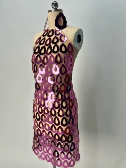 Embellishment|Dresses*Embellishment Badel Halterneck Acrylic Mesh Mini Dress