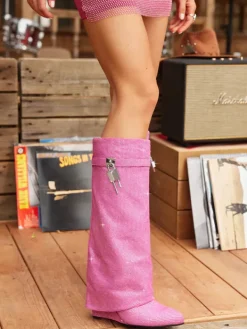 Shoes*Mew Mews Fashion Badru Lock Glitter Crystal Boots