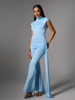 Jumpsuits & Romper*Mew Mews Fashion Bennora High Neck Draped Jumpsuit In Baby Blue