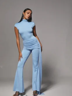 Jumpsuits & Romper*Mew Mews Fashion Bennora High Neck Draped Jumpsuit In Baby Blue
