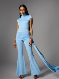 Jumpsuits & Romper*Mew Mews Fashion Bennora High Neck Draped Jumpsuit In Baby Blue