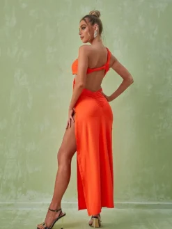 Dresses|Maxi Dresses*Mew Mews Fashion Berenice One Shoulder Cutout Maxi Dress In Orange