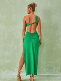 Dresses|Maxi Dresses*Mew Mews Fashion Berenice One Shoulder Cutout Maxi Dress In Green
