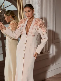 Blazers|Dresses*Mew Mews Fashion Berton Long Sleeve Flower Maxi Dress