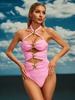 Bikini Sets|Swimwear*Mew Mews Fashion Bhavya Starfish Swimwear Two Piece Set In Pink