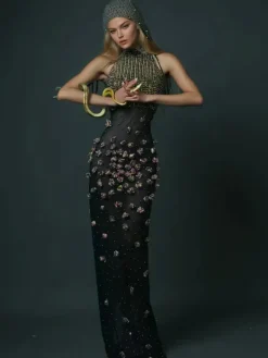 Dresses*W Jia Bina Turtleneck Embellished Maxi Dress