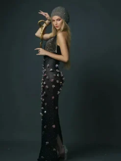 Dresses*W Jia Bina Turtleneck Embellished Maxi Dress