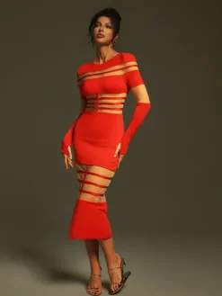 Dresses|Midi Dresses*Bandage Bitzer Long Sleeve Midi Dress