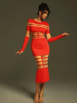 Dresses|Midi Dresses*Bandage Bitzer Long Sleeve Midi Dress