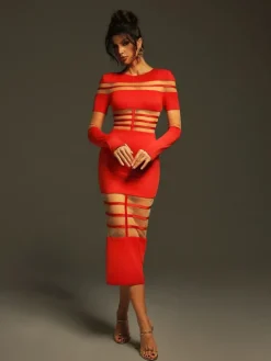 Dresses|Midi Dresses*Bandage Bitzer Long Sleeve Midi Dress