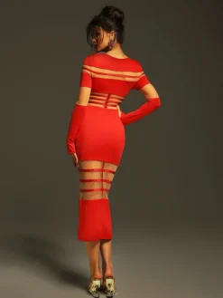 Dresses|Midi Dresses*Bandage Bitzer Long Sleeve Midi Dress